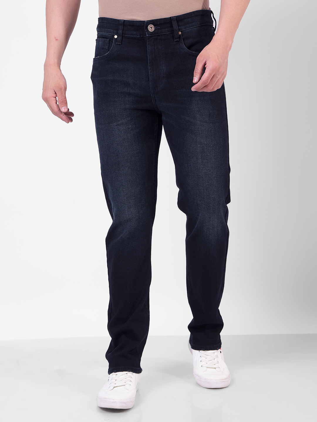 Numero Uno Men Solid Dark Blue Jeans